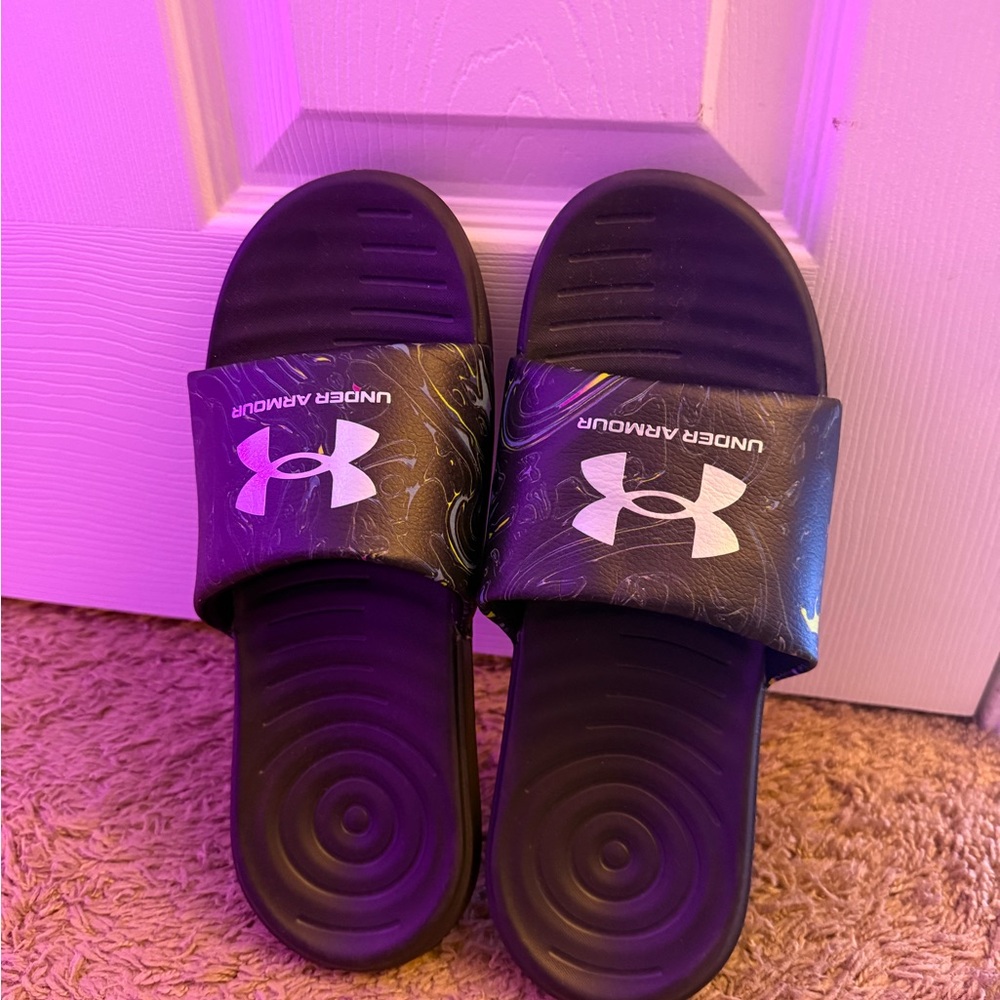Under Armour Blue and Black Slide Sandals